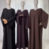 Abaya Fluide Chypre III – Noir prune chocolat Abaya Fluide Chypre III - Noir prune chocolat