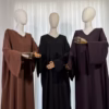 Abaya Fluide Chypre III – camel noir prune noir Abaya Fluide Chypre III - camel noir prune noir
