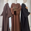 Abaya Fluide Chypre III – chocolat camel noir Abaya Fluide Chypre III - chocolat camel noir