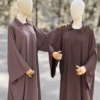 Abaya col chemise – KALI – chocolat – bois de rose Abaya col chemise - KALI - chocolat - bois de rose