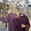 Abaya col chemise – KALI – chocolat – bois de rose cote a cote Abaya col chemise - KALI - chocolat - bois de rose cote a cote
